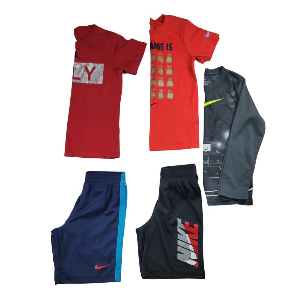 Nike Boys Size 7 Athletic Bundle Shorts, Tees & Long Sleeve Performance Shirt